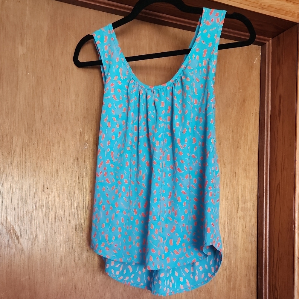 Blue and Orange Sleeveless Top